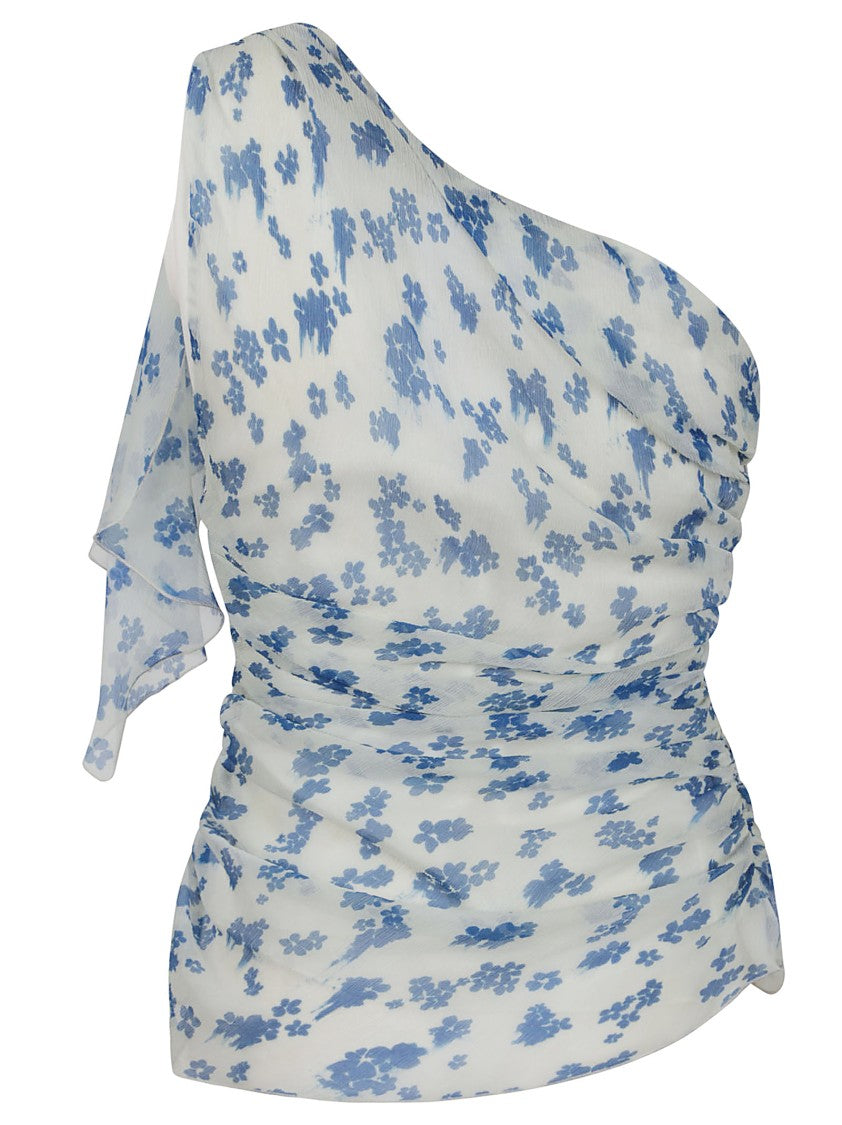Victoria Beckham One-Shoulder Silk Top With Gathered Detailing