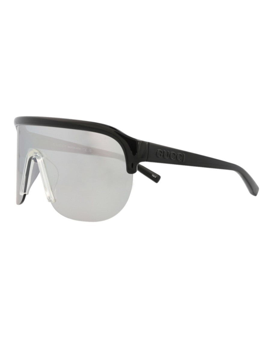 Gucci Shield-Frame Injection Sunglasses With Saddle Nose Bridge