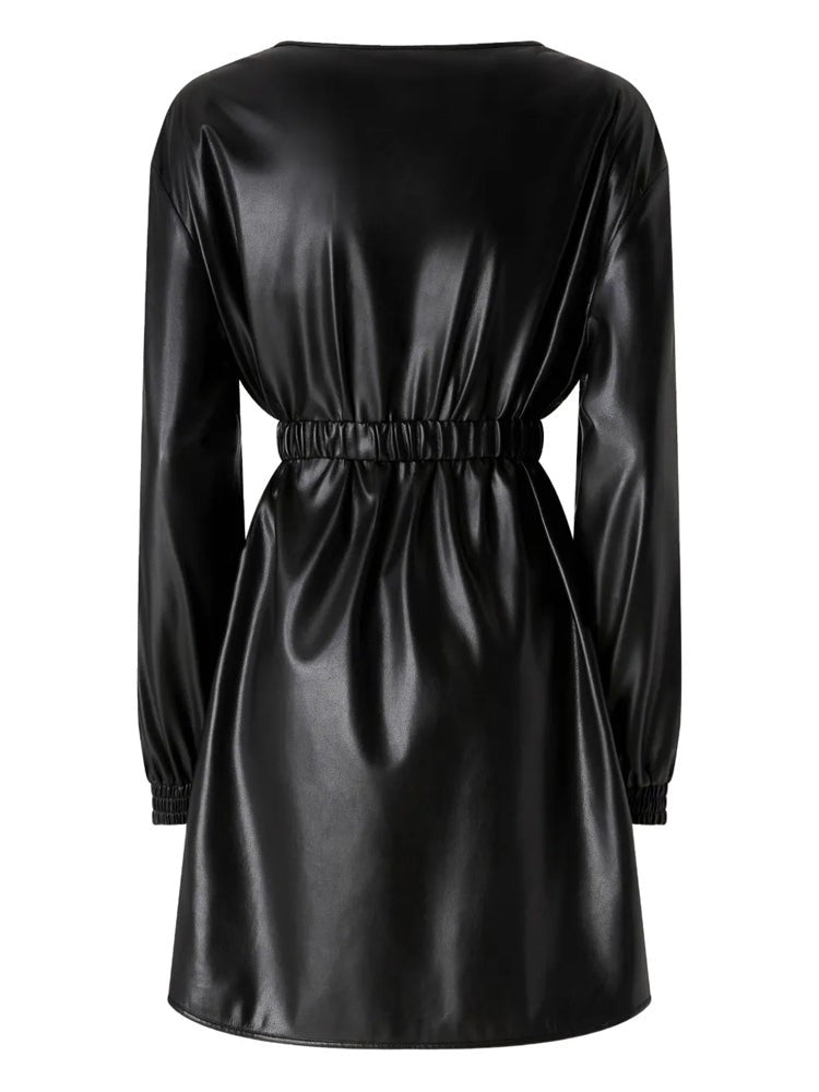 Pinko Sfumato Midi Dress With Gathered Belt And Gold Buckle