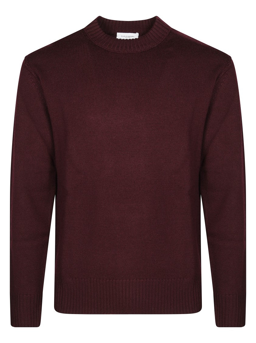 Paolo Pecora Burgundy Fitted Knitted Sweater