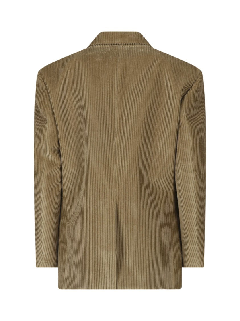 Róhe Beige Peak Lapel Single-Button Corduroy Blazer