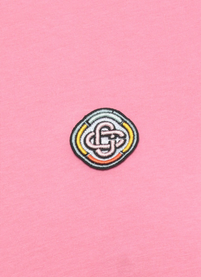 Casablanca Cropped Pink Cotton Sweatshirt With Embroidered Logo Patch