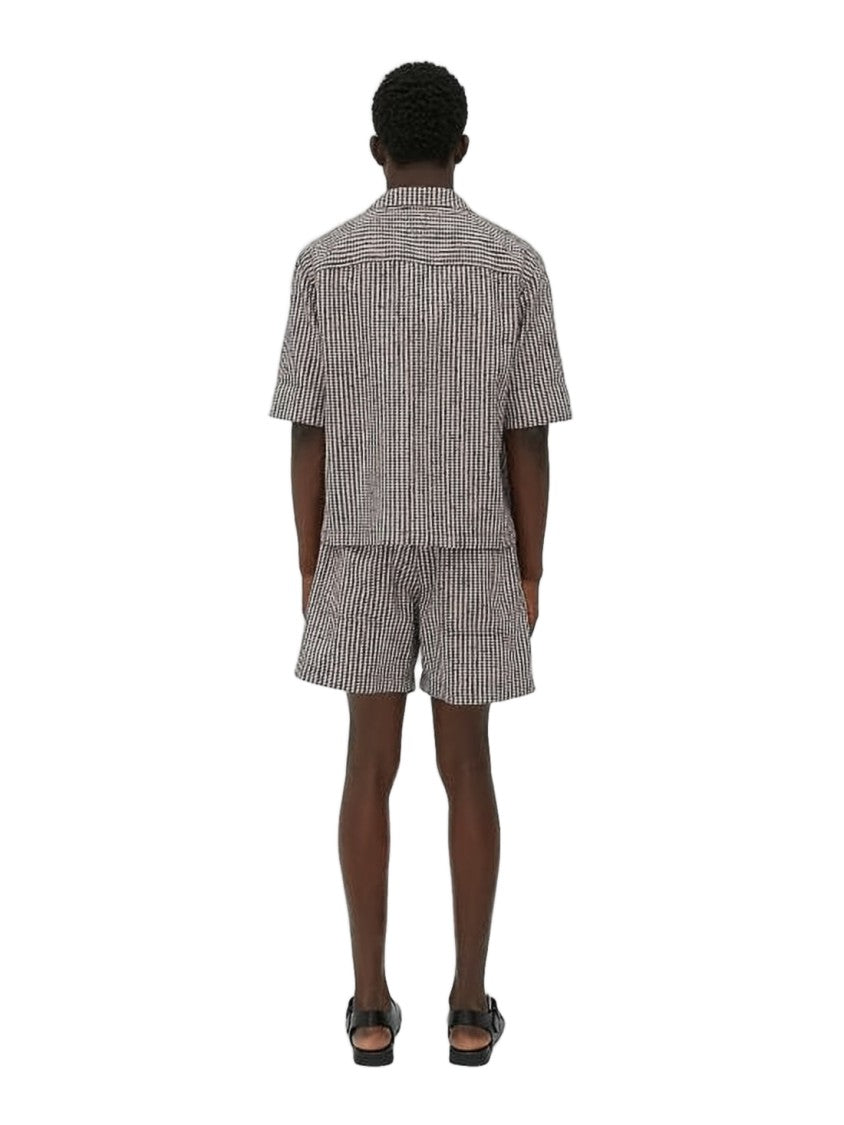 Bottega Veneta Fine Checkered Short-Sleeve Shirt With Classic Collar