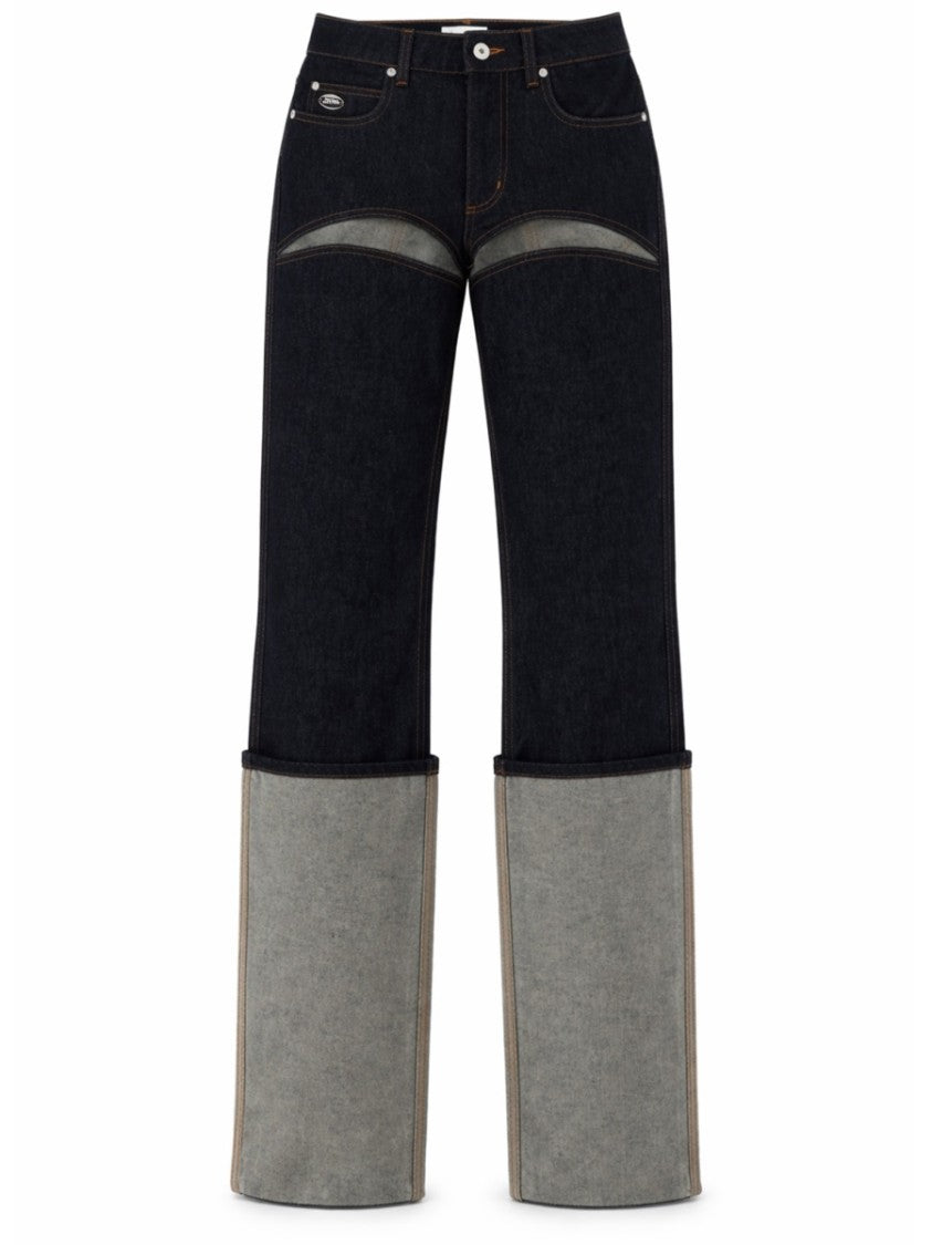 Jean Paul Gaultier Dark Denim Horizontal Cut-Out Jeans