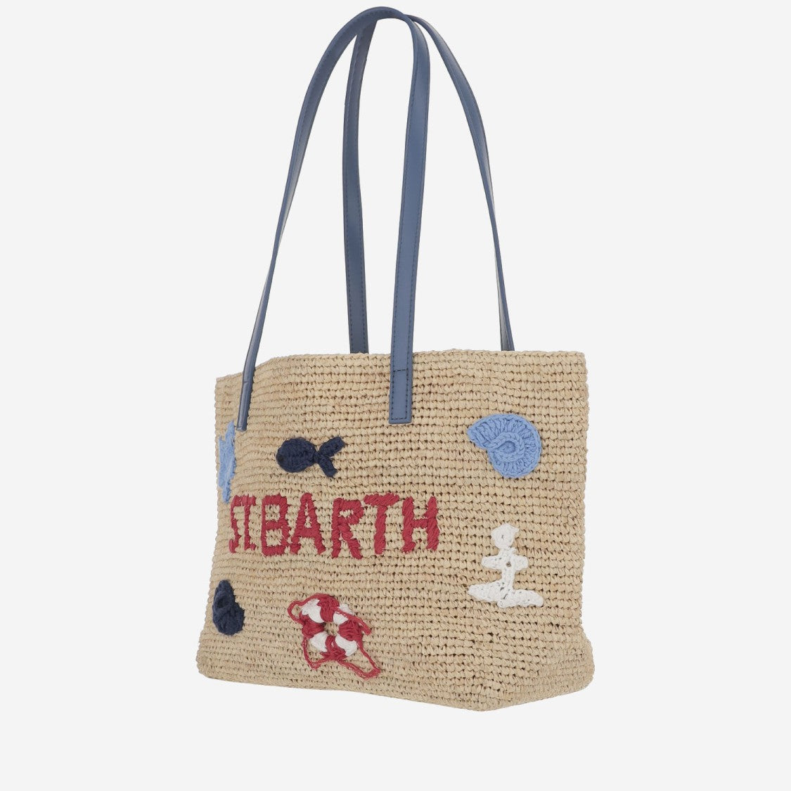 Mc2 Saint Barth Raffia Blend Bag With Beach Motif
