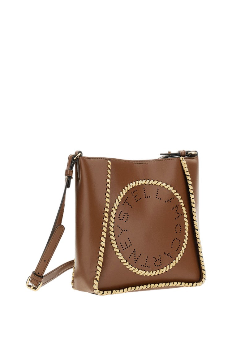 Stella Mccartney Brown Crossbody Logo Raffia Bag