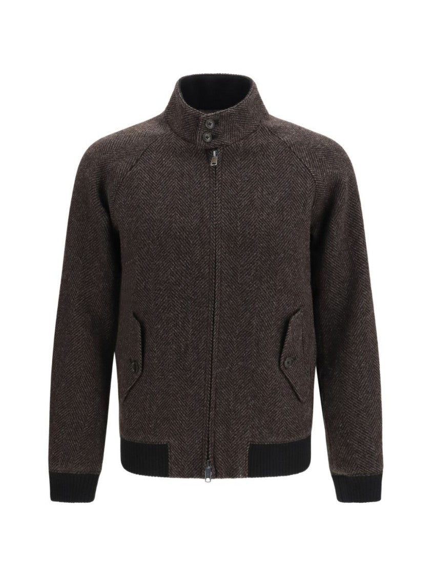 Baracuta Dark Brown G9 Herringbone Bomber Jacket