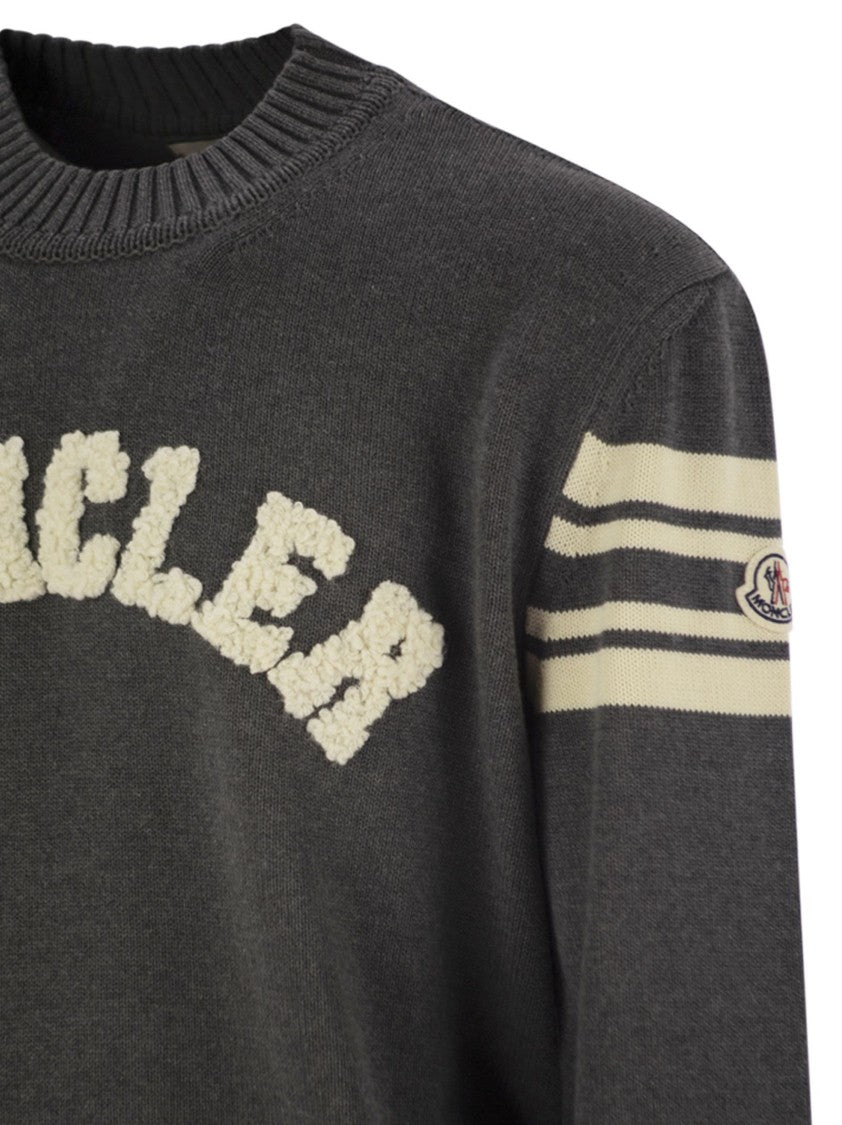 Moncler Wool Jumper With Embroidered Monogram