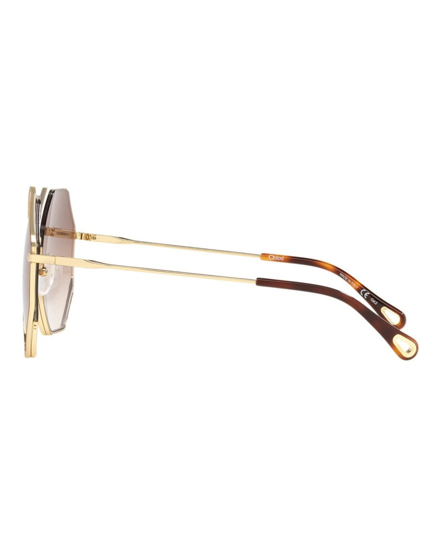 Chloé Square-Frame Metal Sunglasses