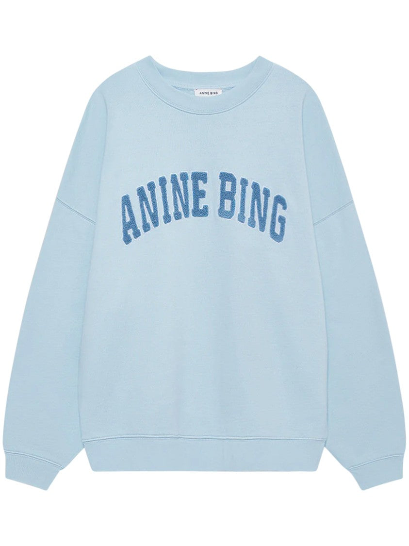 Anine Bing Light Blue Relaxed Fit Sweatshirt With Textured Logo