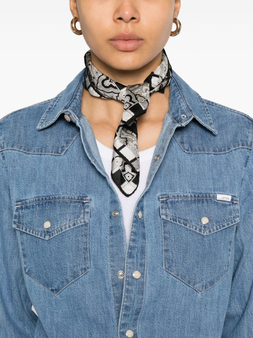 Mother Classic Button-Down Shirt In Soft Clear Blue