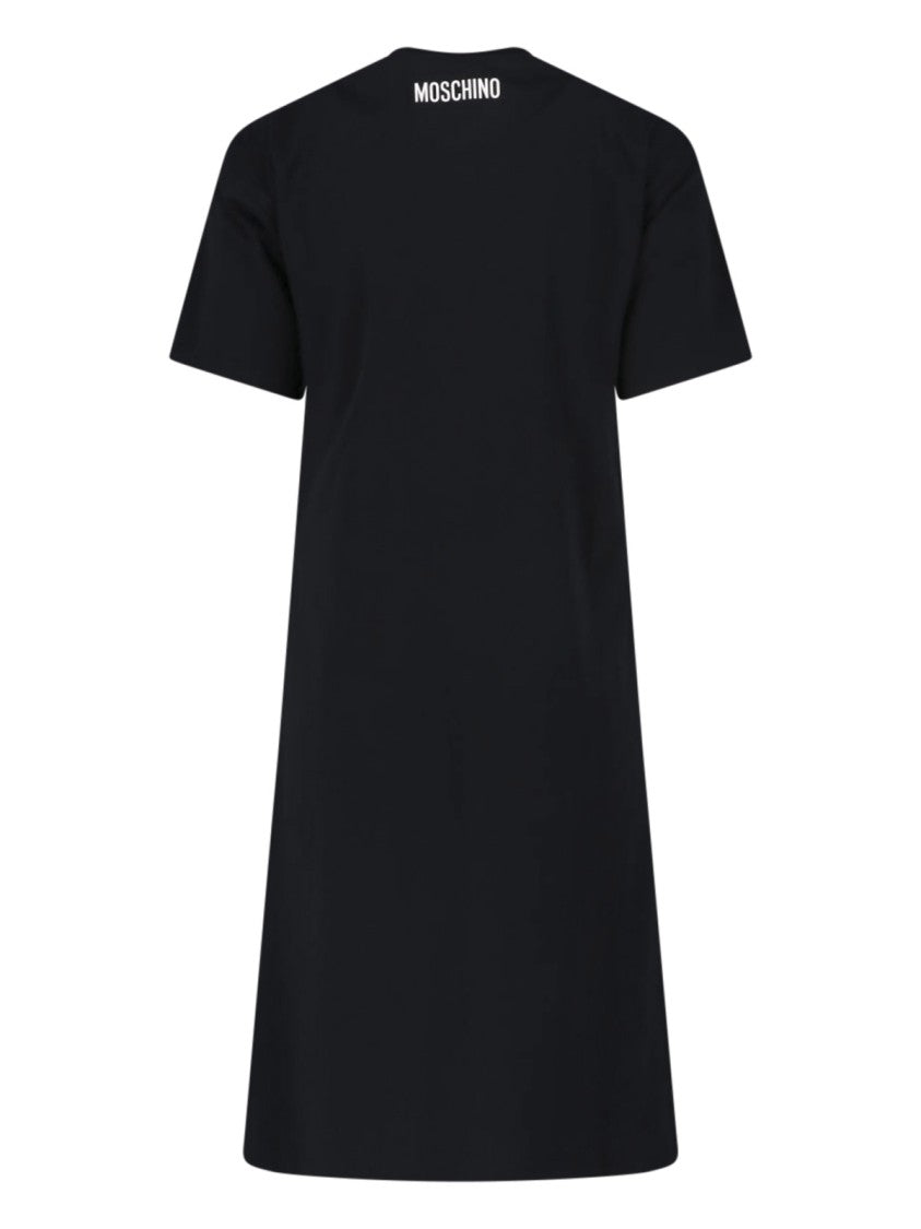 Moschino Black A-Line Smiley Graphic Mini Dress