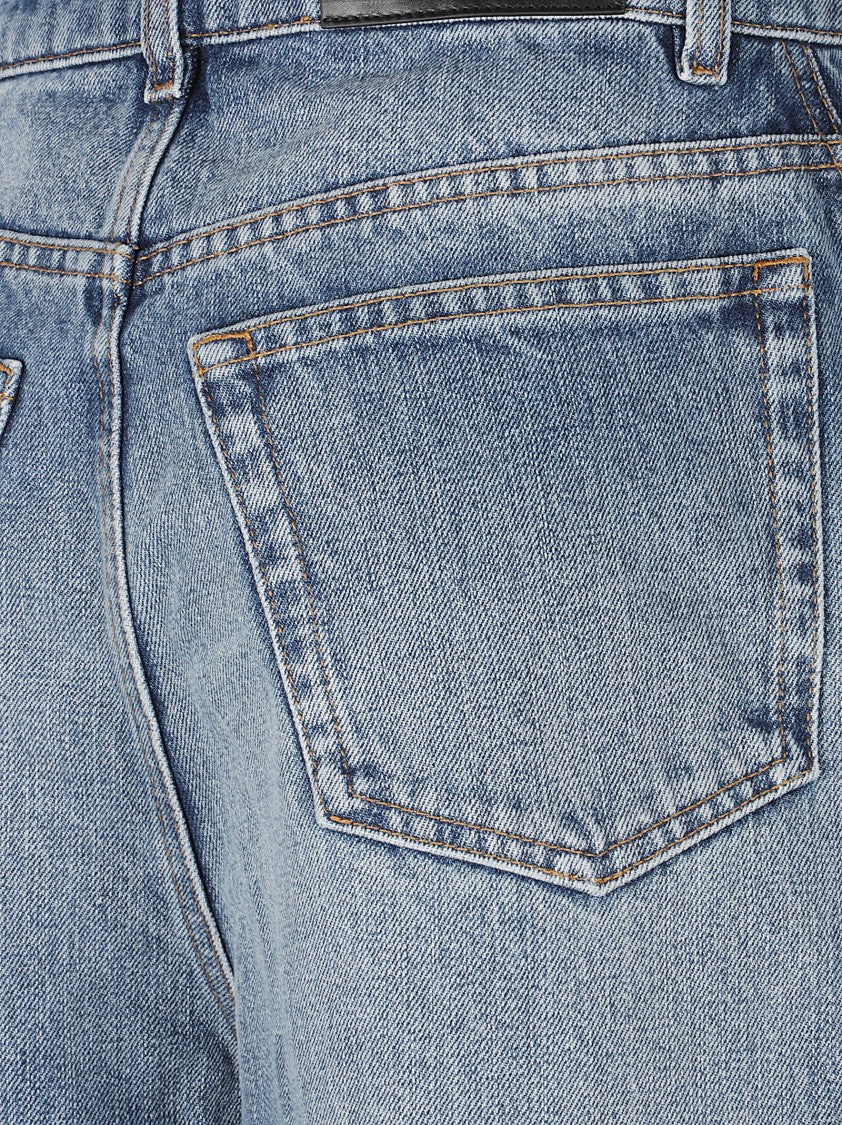 Givenchy Relaxed Mid-Calf Trousers In Medium Blue Denim
