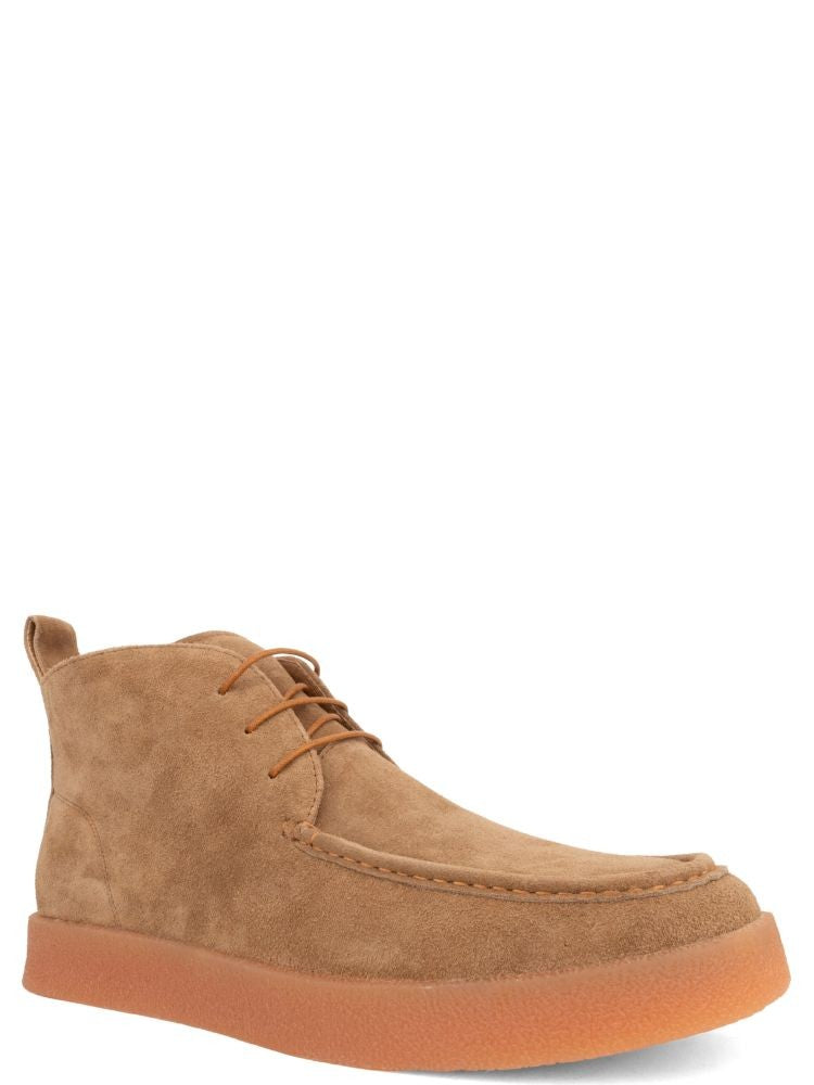 Sergio Moretti Beige Suede Leather-Lined Ankle Boots