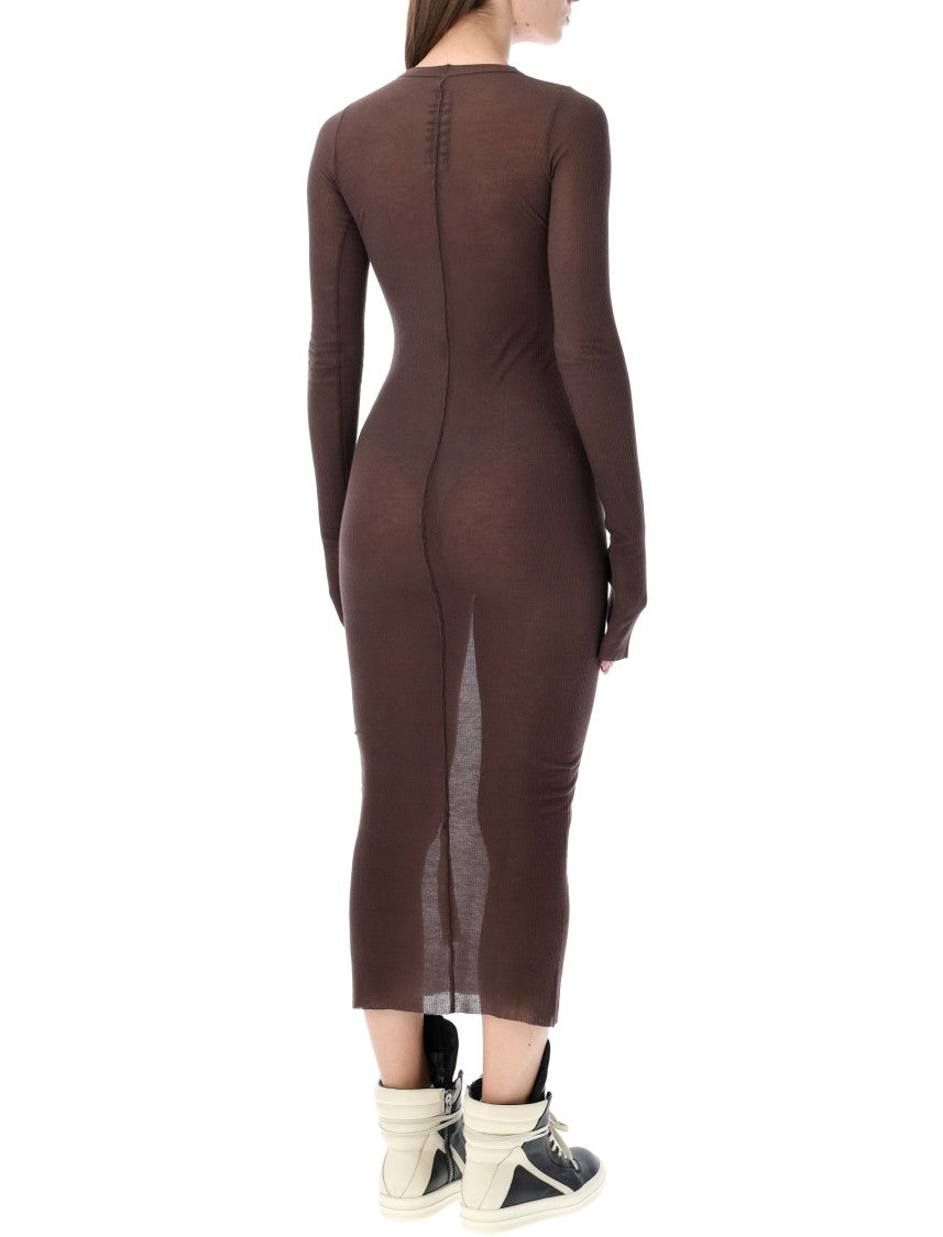 Rick Owens Ribbed Long-Sleeve Dress