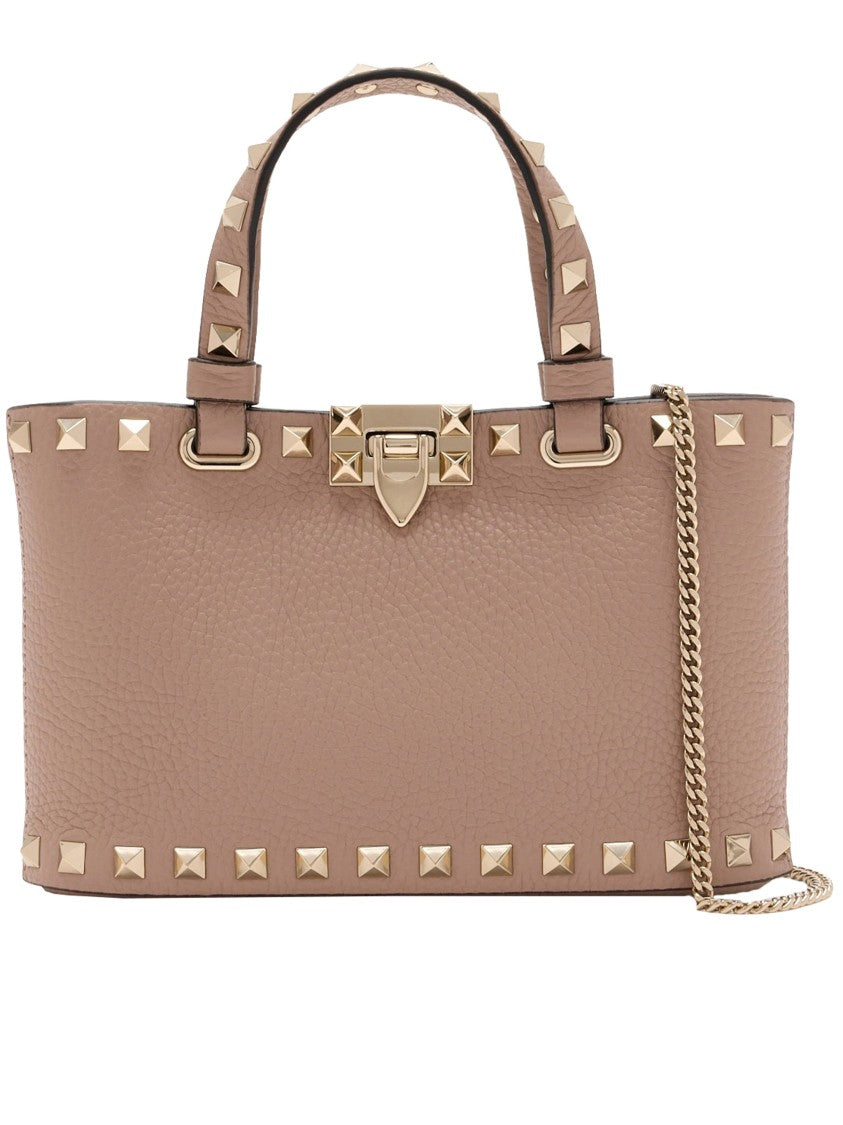 Valentino Brown Rectangular Textured Studded Mini Bag