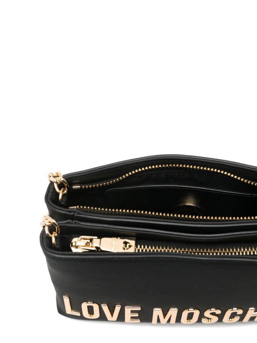 Love Moschino Rectangular Shoulder Bag With Bold Gold Branding