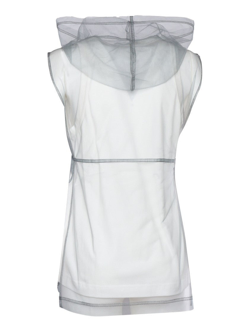 Fabiana Filippi Jersey Tank Top With Hooded Tulle Layer