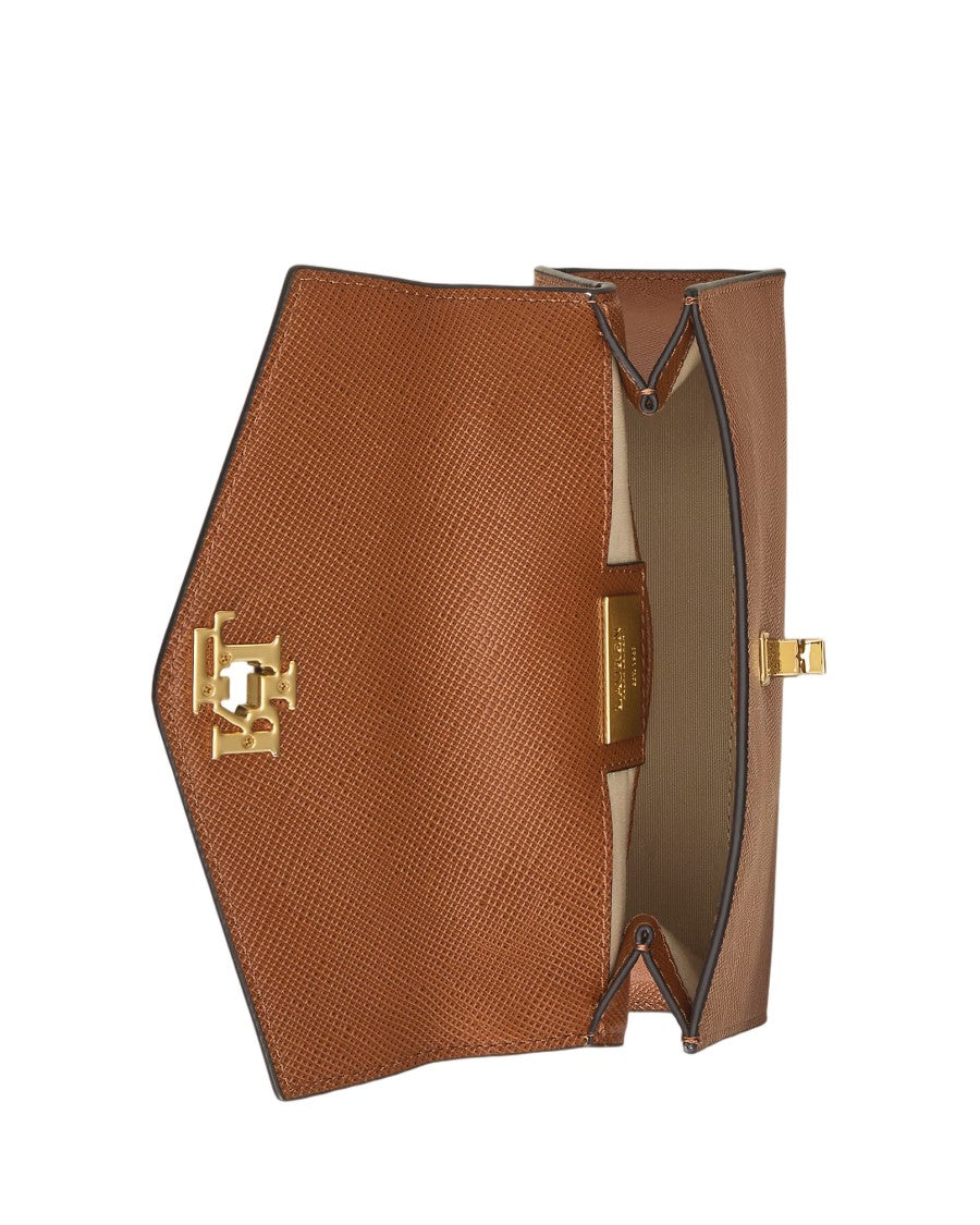 Lauren Ralph Lauren Structured Tan Cow Leather Satchel