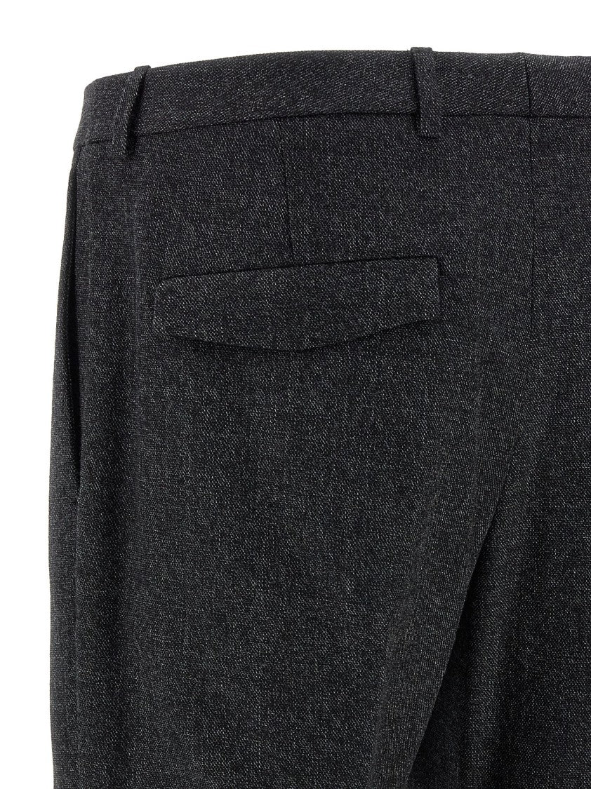 Gucci Wool Mouliné Fabric Tailored Trousers With Straight Leg And Back Slit