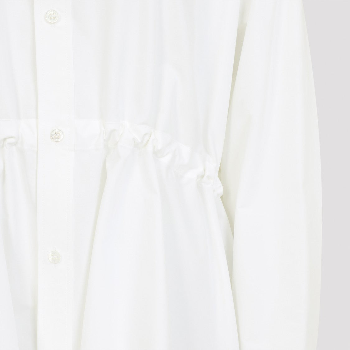 Balenciaga White Long-Sleeve Cotton Shirt Dress