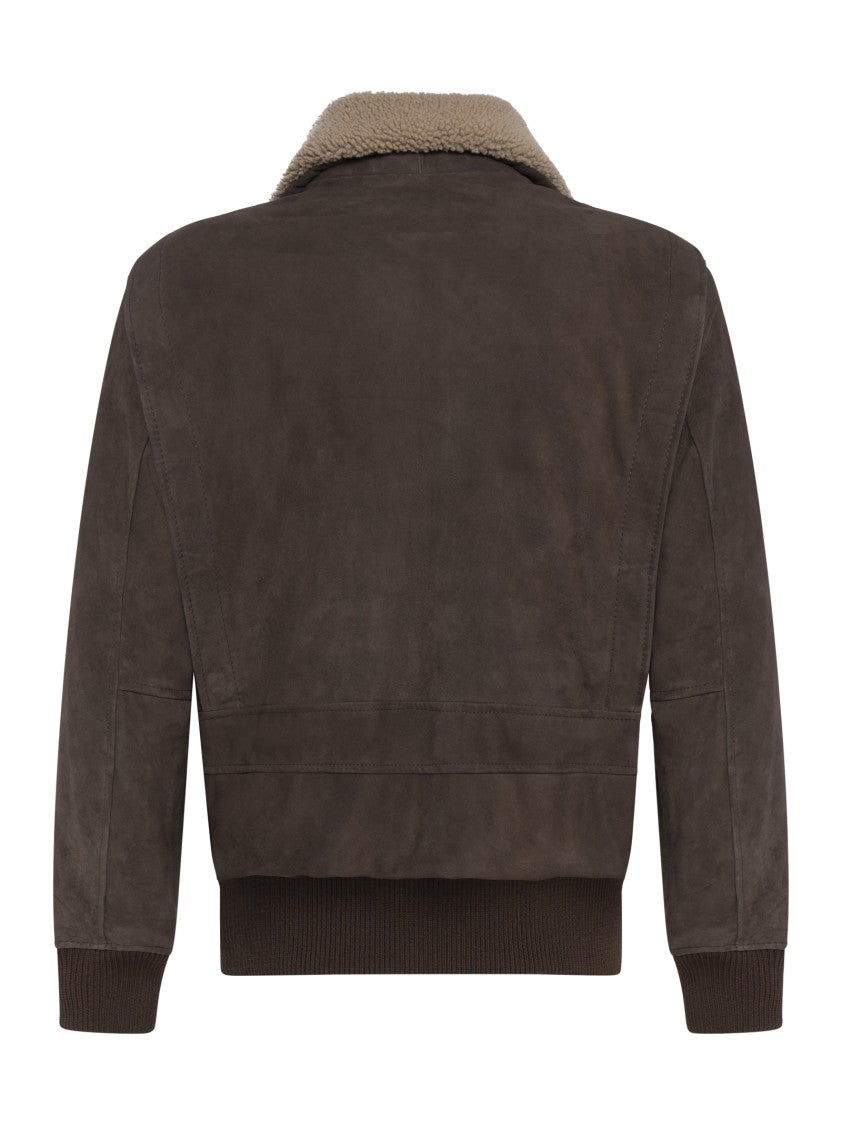 Franzese Collection Water-Repellent Suede Lambskin Bomber Jacket