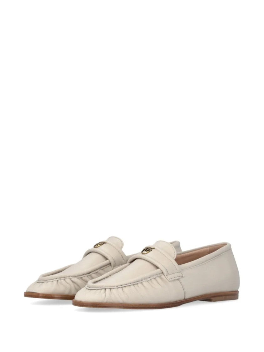 Pinko Beige Leather Loafers