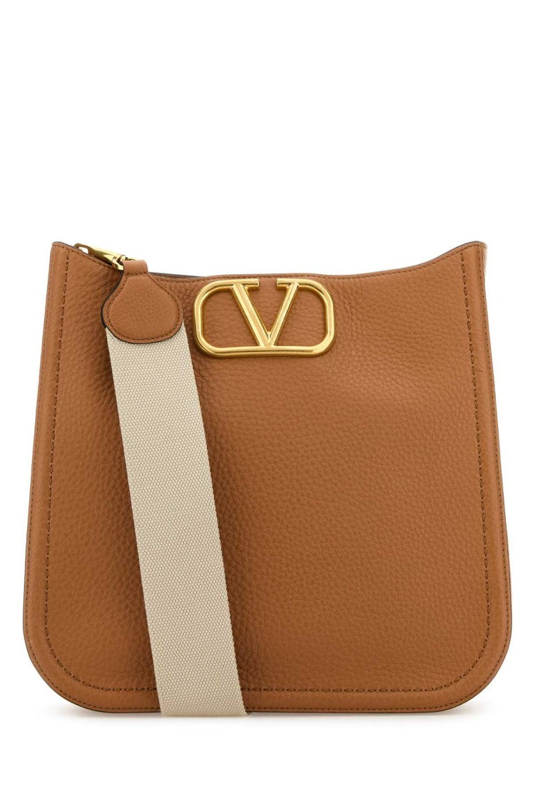 Valentino Garavani Camel Leather Alltime Shoulder Bag