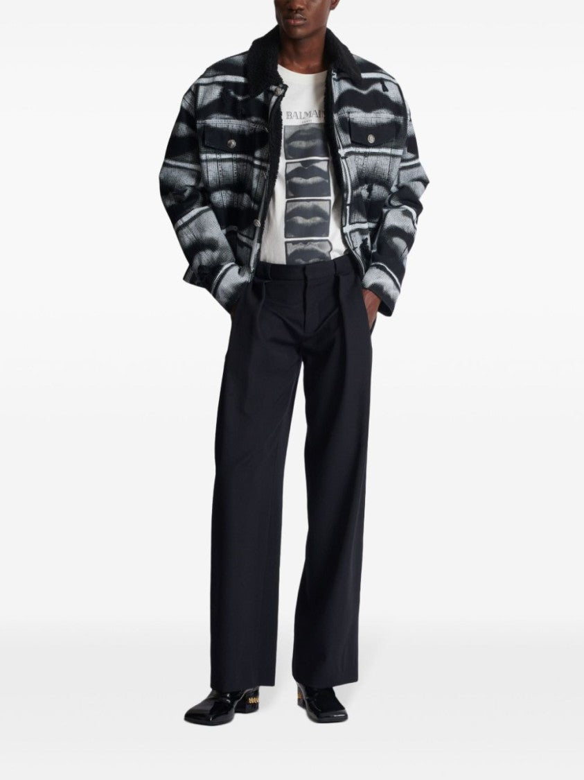 Balmain Mid-Rise Black Virgin Wool Trousers