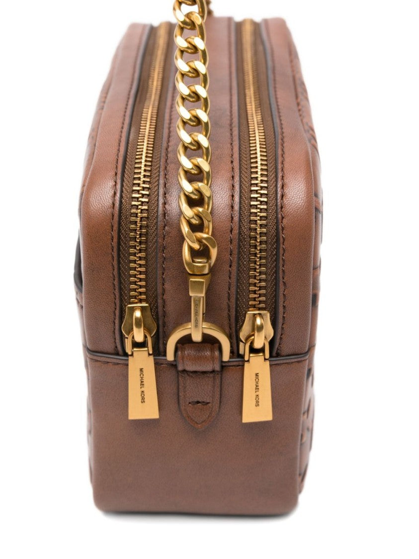 Michael Kors Logo-Embossed Brown Shoulder Bag