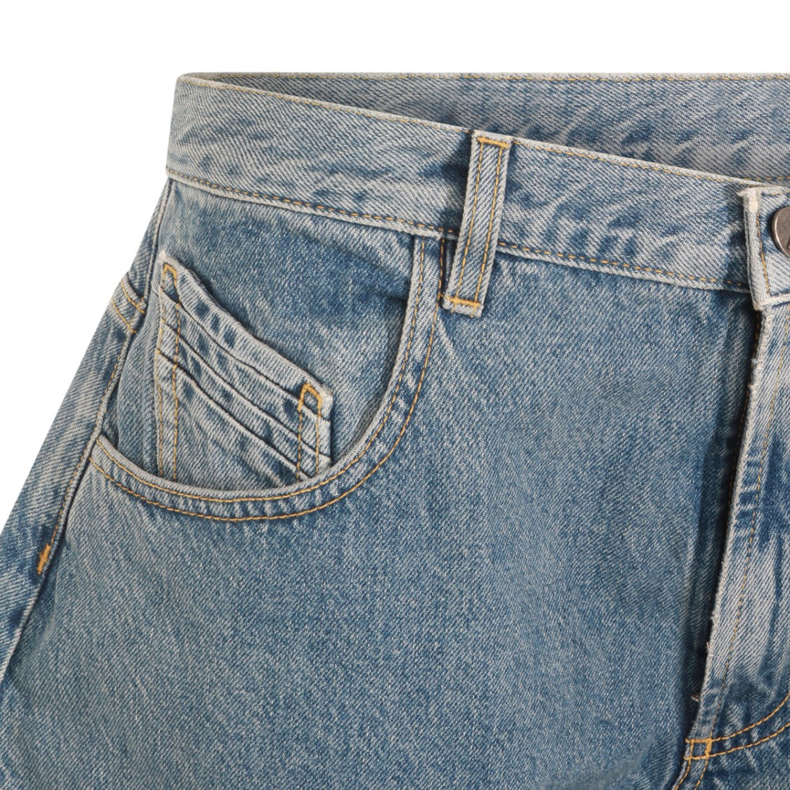 The Attico Wide-Leg High-Waisted Denim Jeans With Contrast Stitching