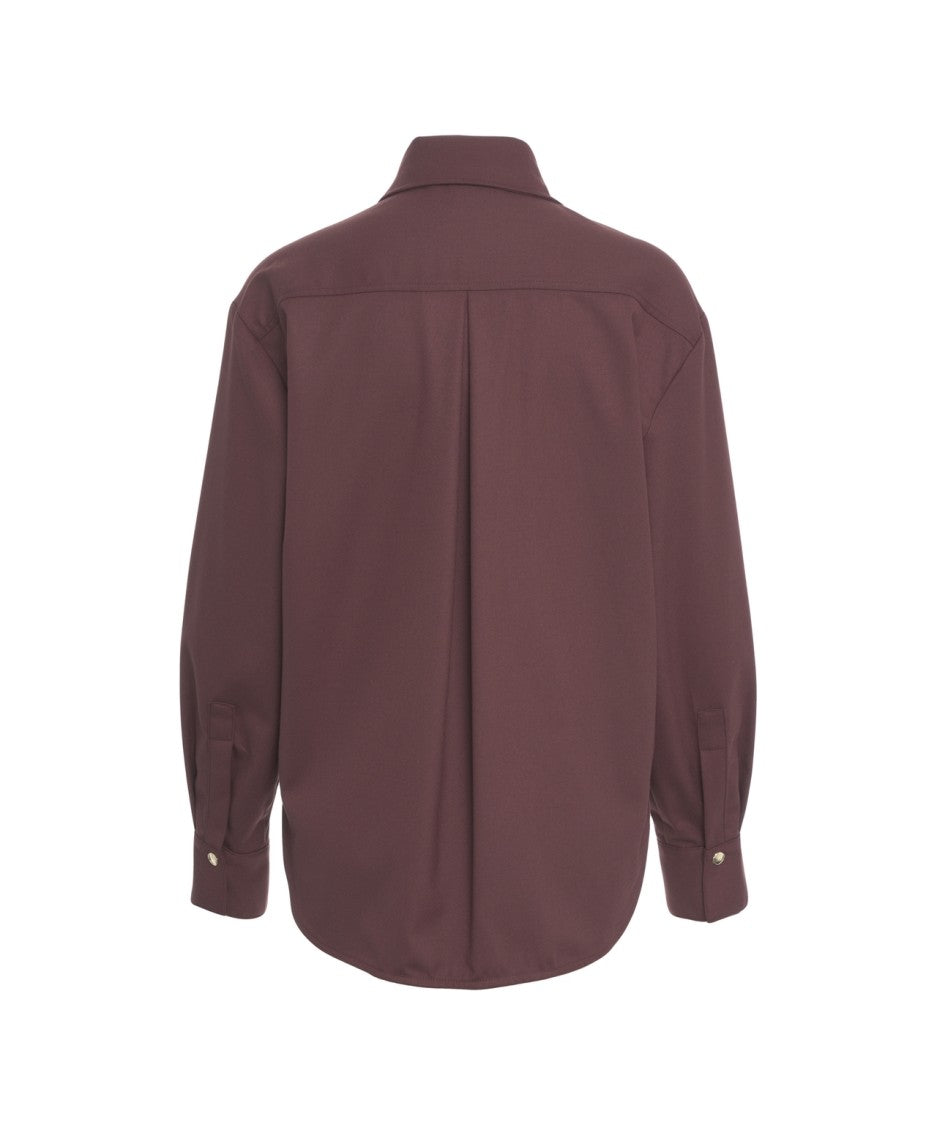Kaos Long-Sleeved Red Blouse With Classic Collar And Structured Detailing