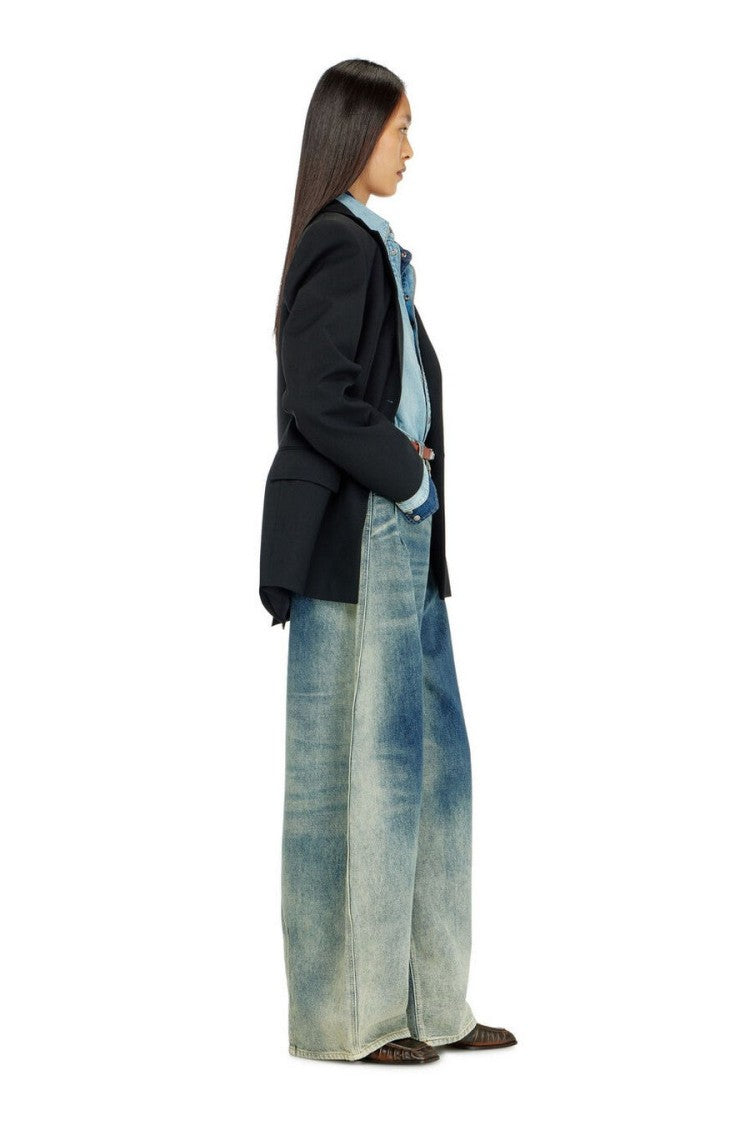 Diesel Blue Cotton-Hemp Blend Wide-Leg Jeans