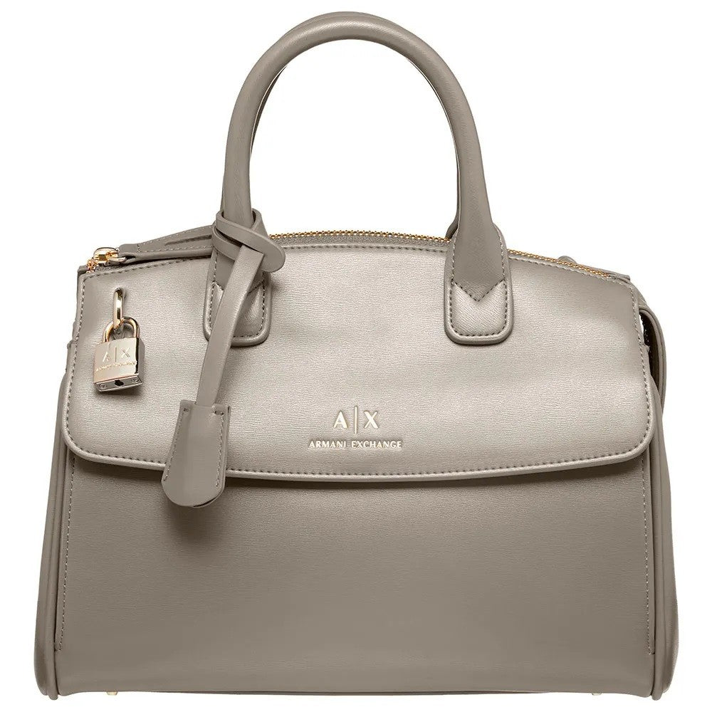 Armani Exchange Structured Shoulder Bag With Zip Closure