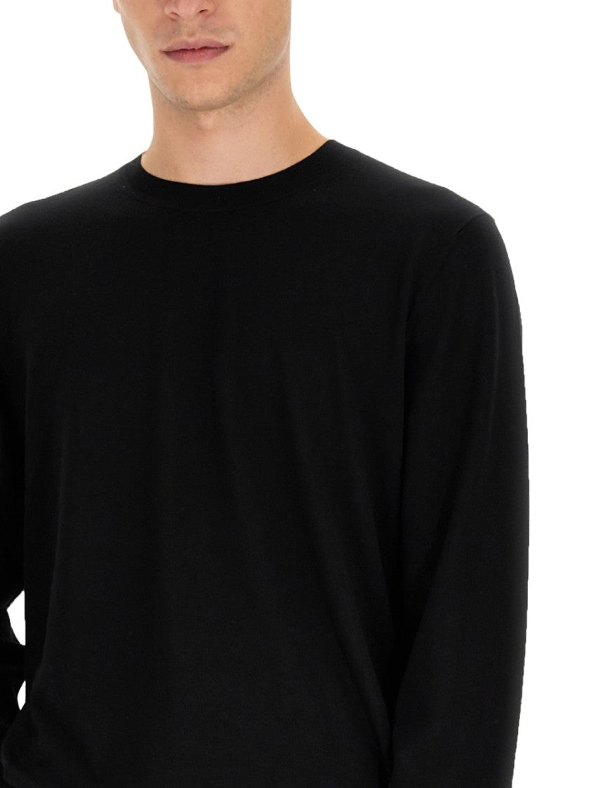 Theory Relaxed Fit Black Wool Sweater With Round Neckline