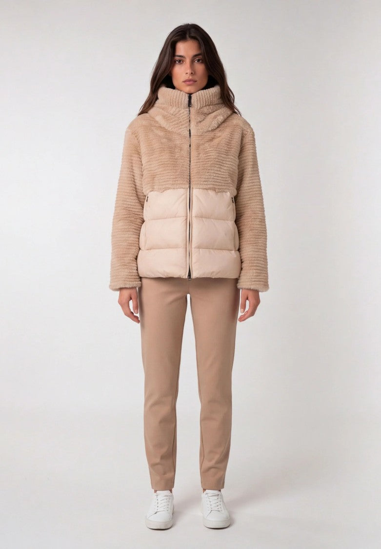 Blauer Americane Plush Ribbed Faux Fur Padded Jacket