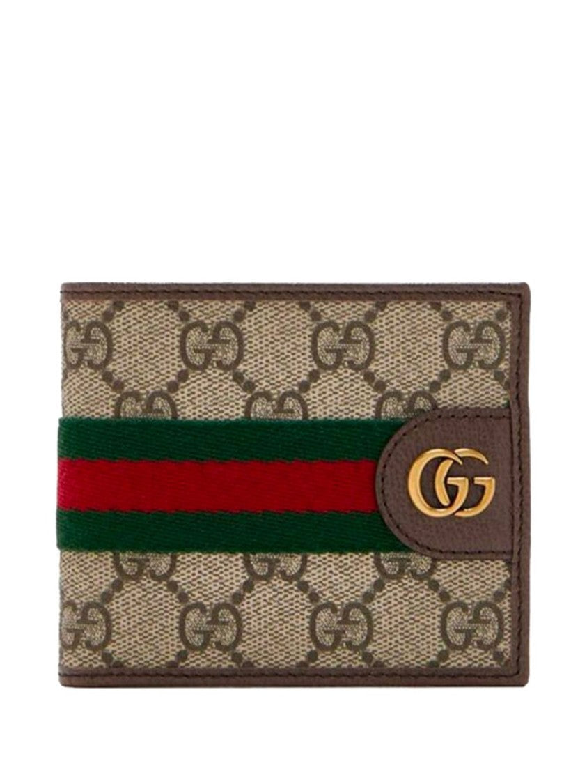 Gucci Beige Interlocking Gg Canvas Web Stripe Wallet