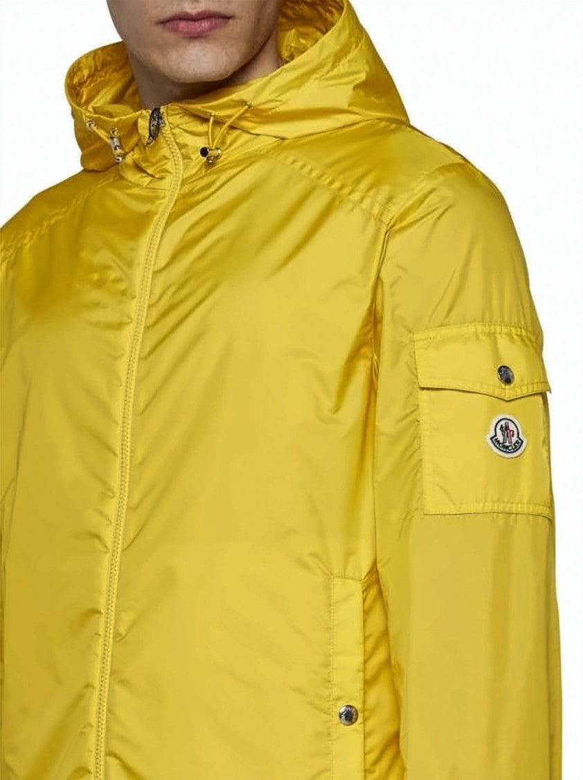 Moncler Lightweight Yellow Rain Jacket With Adjustable Hood