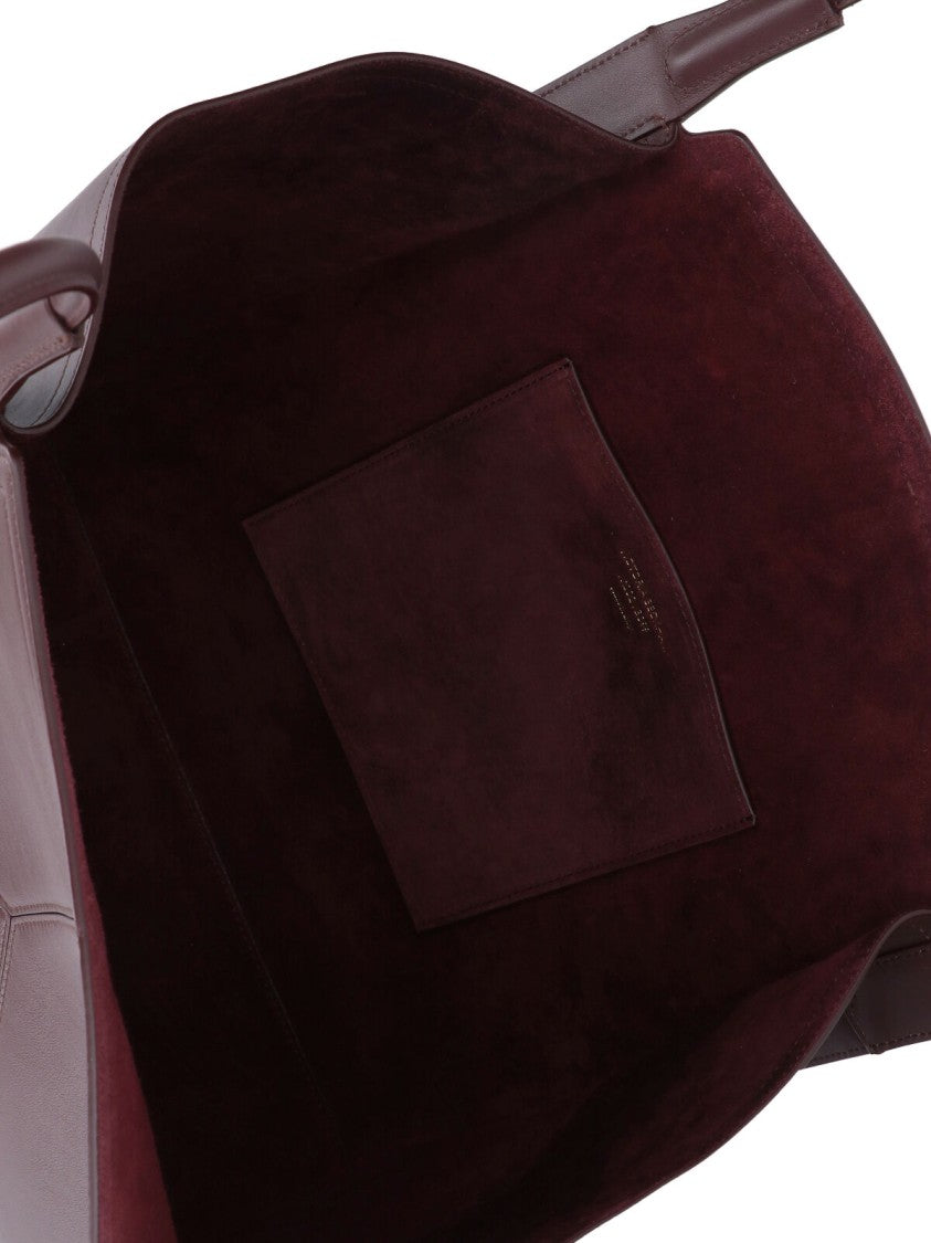 Victoria Beckham Burgundy Leather Tote Bag With Panel Design