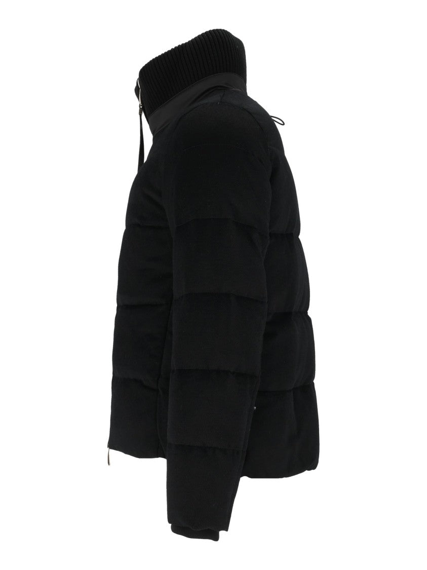 Duno Black Cropped High-Ribbed Collar Quilted Puffer Jacket