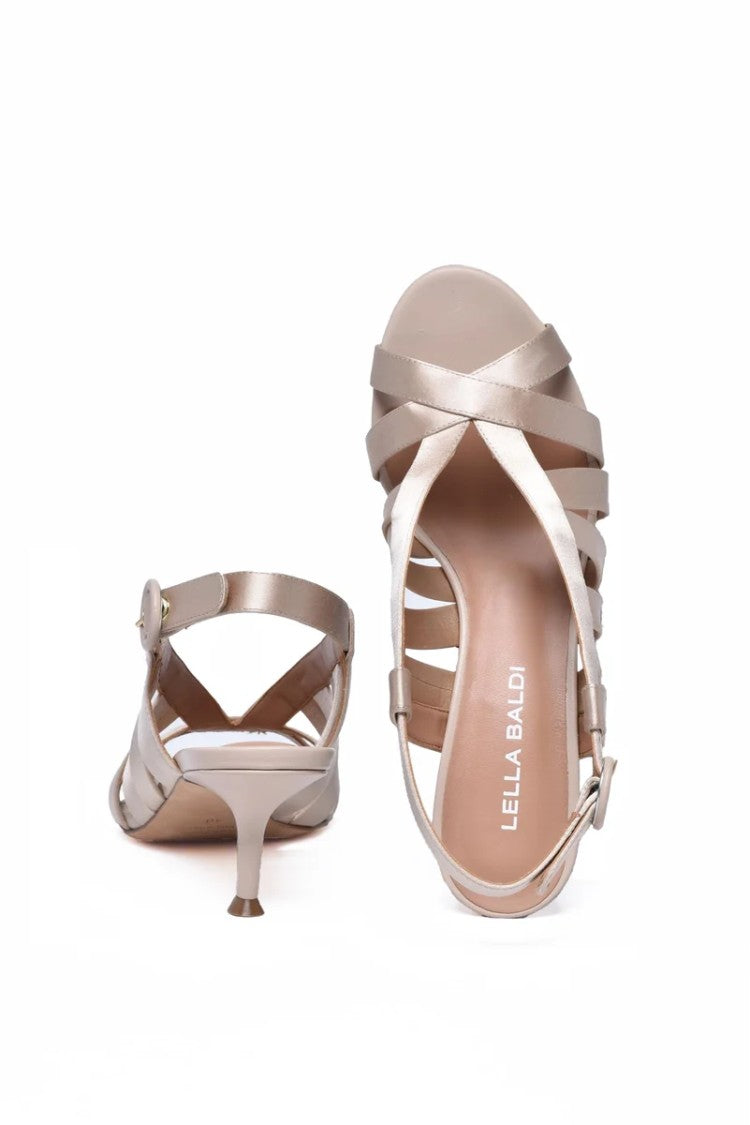 Lella Baldi Satin Sandals - Beige