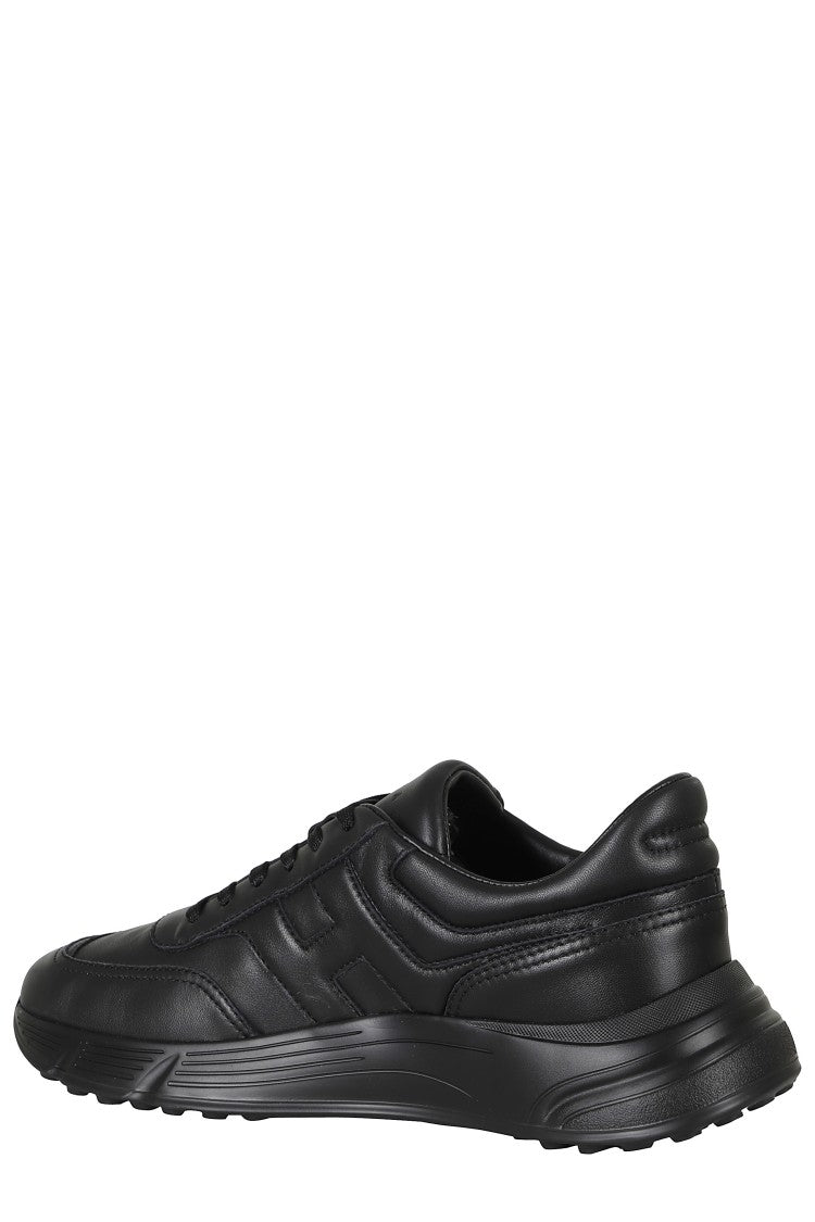 Hogan Black Hyperlight Smooth Leather Rubber Sole Leather Sneakers