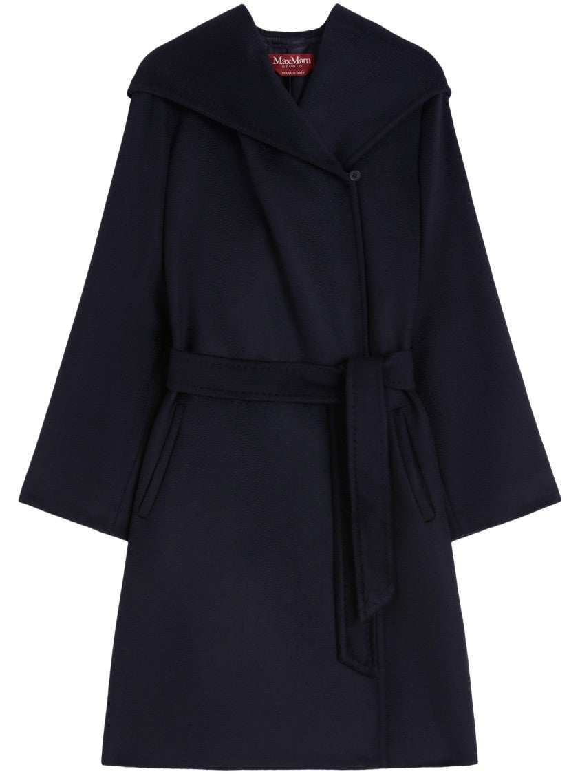 Max Mara Belted Mid-Length Blue Coat