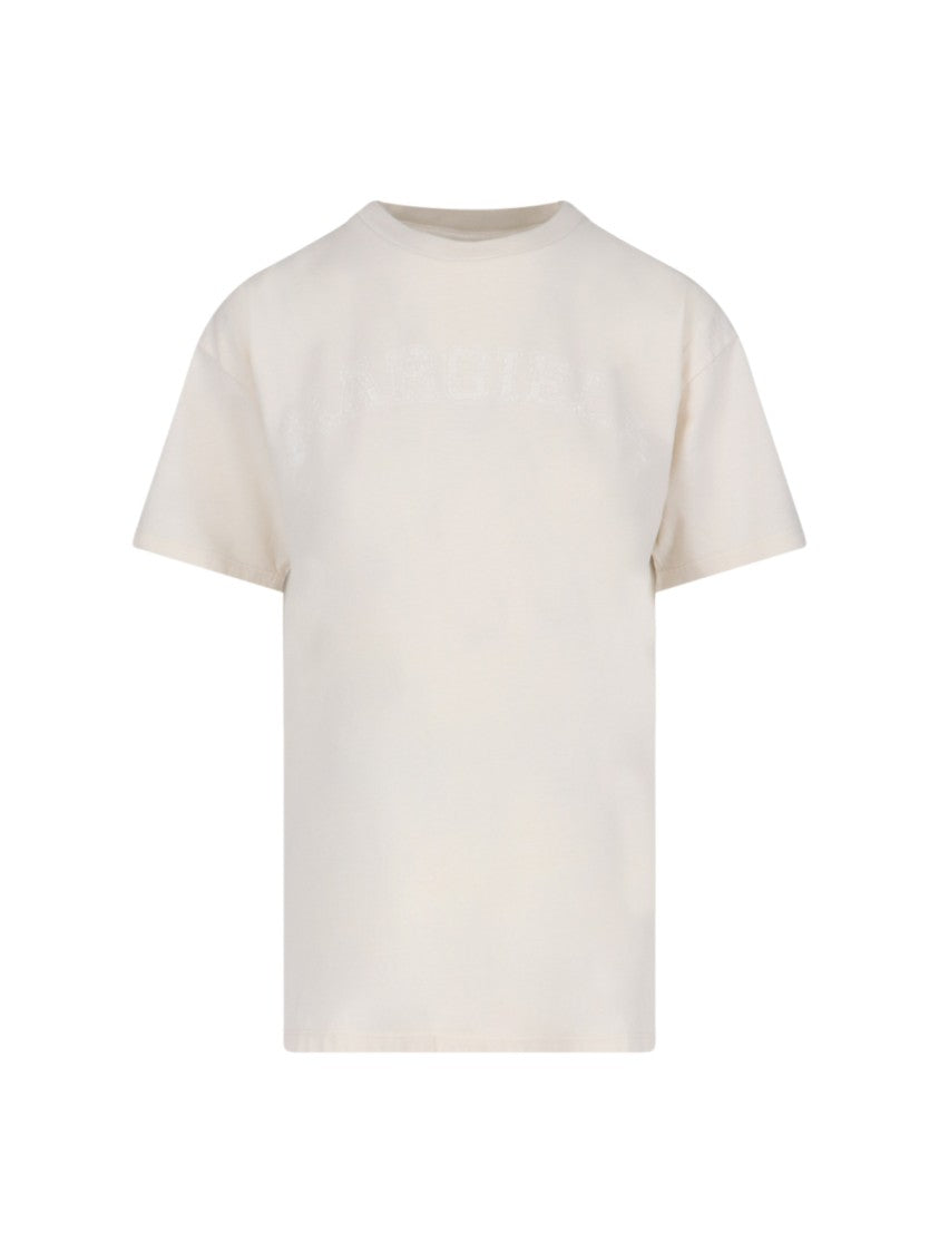 Maison Margiela Logo T-Shirt In White Cotton Jersey