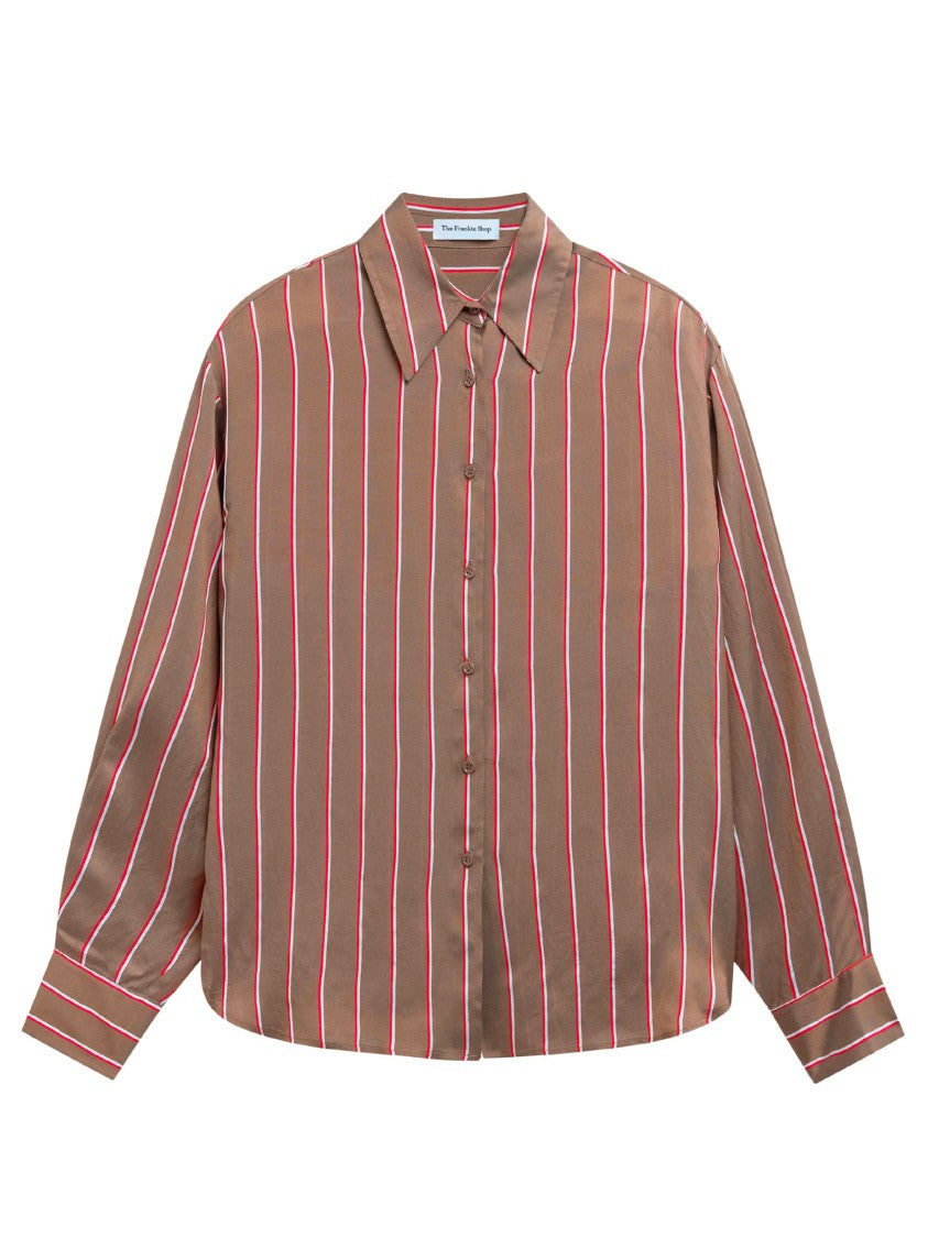 The Frankie Shop Brown Peri Striped Viscose Shirt