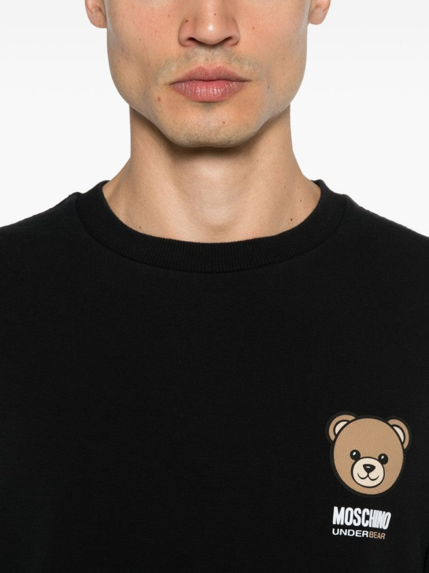 Moschino Casual Black Sweater With Playful Teddy Bear Graphic