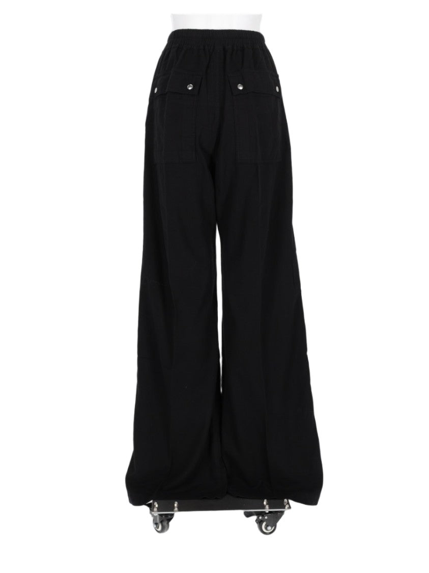 Drkshdw By Rick Owens Black Elastic Waistband Flap Pocket Wide-Leg Pants