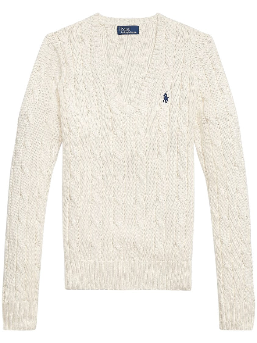 Polo Ralph Lauren Classic Cable Knit V-Neck Pima Cotton Sweater