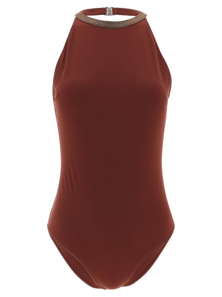 Brunello Cucinelli One-Piece Swimsuit With Precious Collar Design