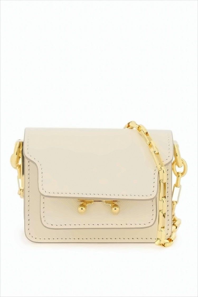 Marni Structured Rectangular Crossbody Bag With Scalloped Flap And Gold Accents